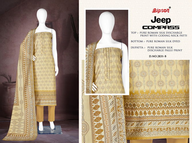 Jeep Compass 2831 By Bipson Roman Silk Printed Printed Dress Material Wholesale Price In Surat	